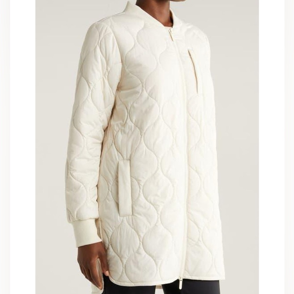 Zella Cream Longline Quilted Jacket Size Large NWT - Picture 6 of 6